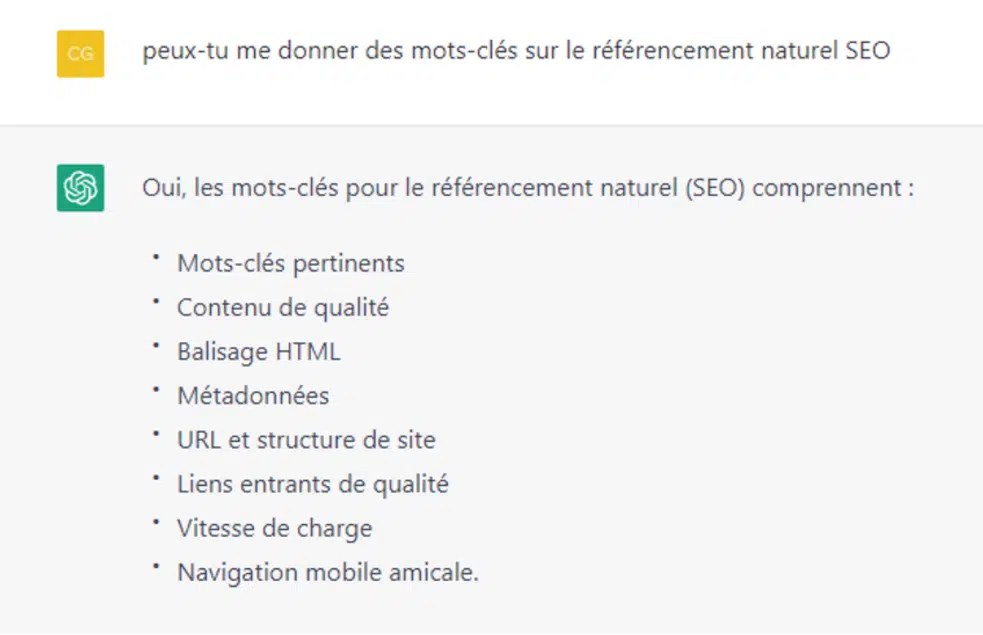 Utilisation chatGPT pour le SEO