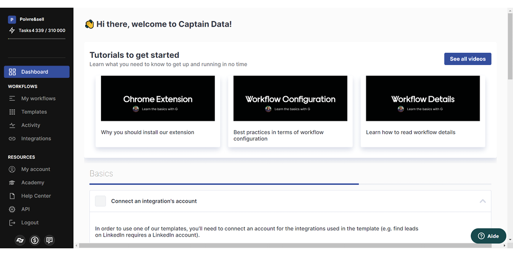 Présentation workflow de captain data